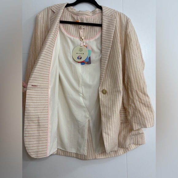 TED BAKER ALTAA COLOUR BY NUMBERS STRIPE COTTON BLAZER IN IVORY - Picture 3 of 13